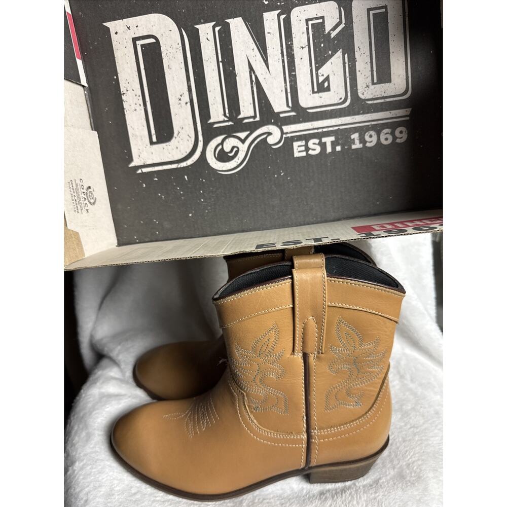 DINGO Womens Size 7.5 M 6" Willie Boot Leather Western Ankle Antique Tan DI 862 - Picture 7 of 7